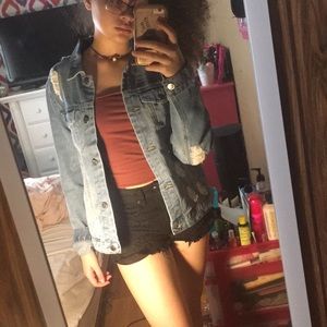 distressed jean jacket